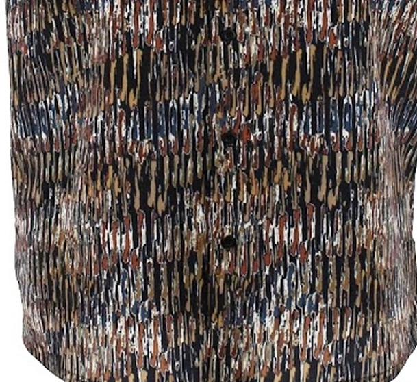 Bassiri Short Sleeve Camp Shirt - Brown Vertical Brush Strokes
